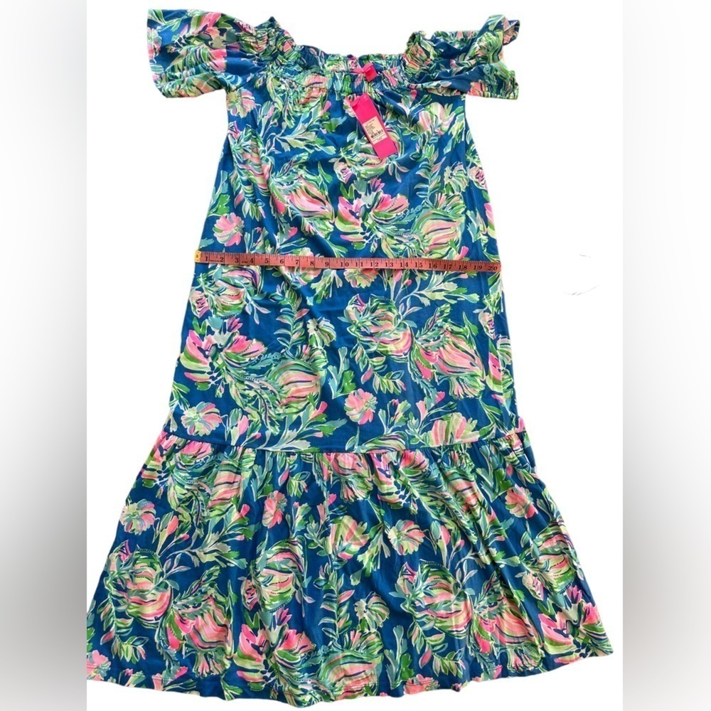 LILLY PULITZER Small Merle Midi dress Blue Flare Fancy Fins - Picture 13 of 15
